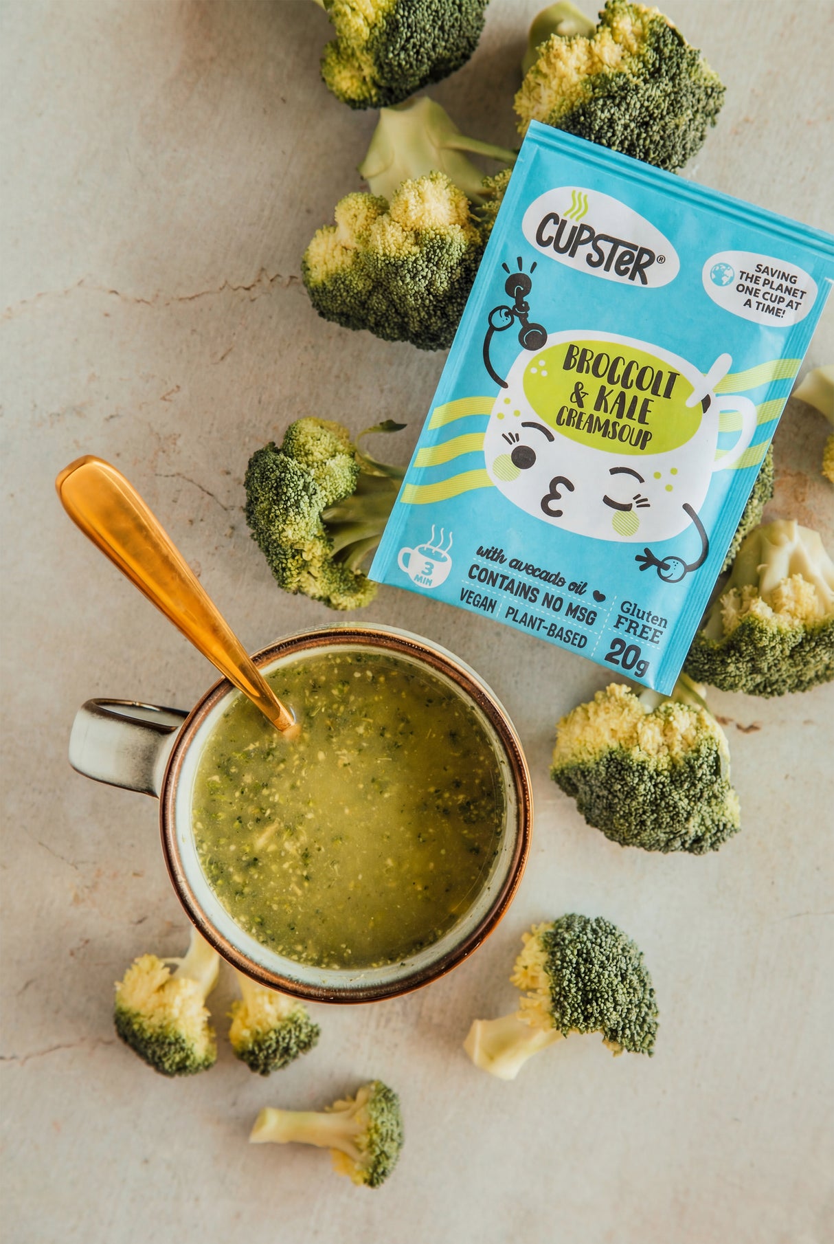 Cupster instant broccoli - kale creamsoup 10 pack (10x20g)