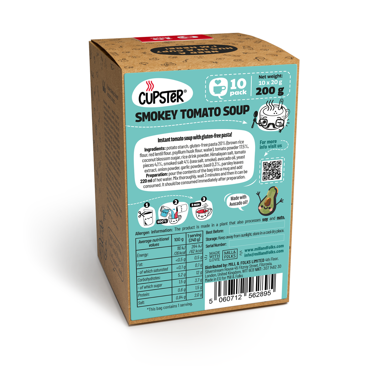 Cupster instant smokey tomato soup 10 pack (10x20g)