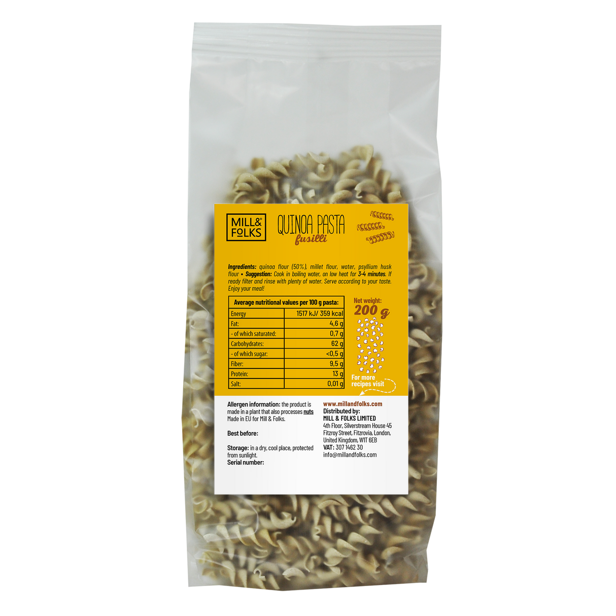 Quinoa pasta fusilli