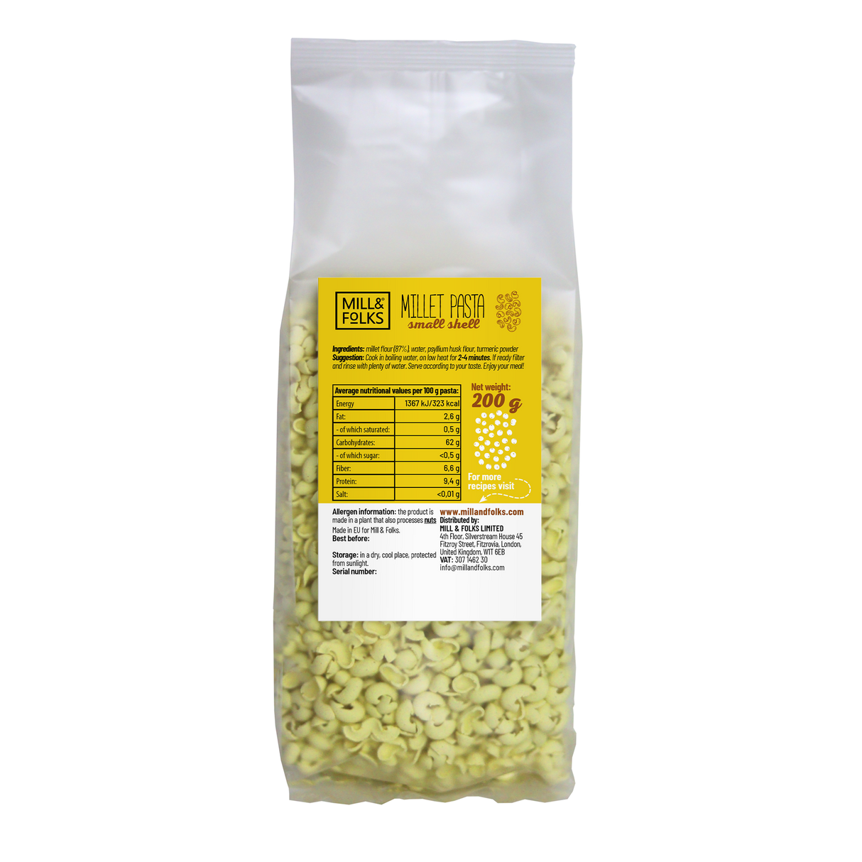 Millet pasta small shell