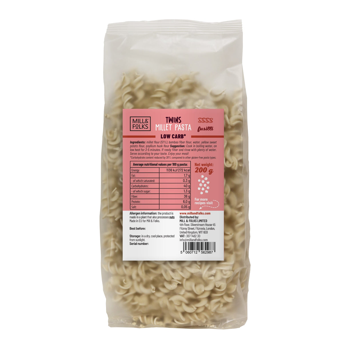 Twins millet pasta fusilli variety pack
