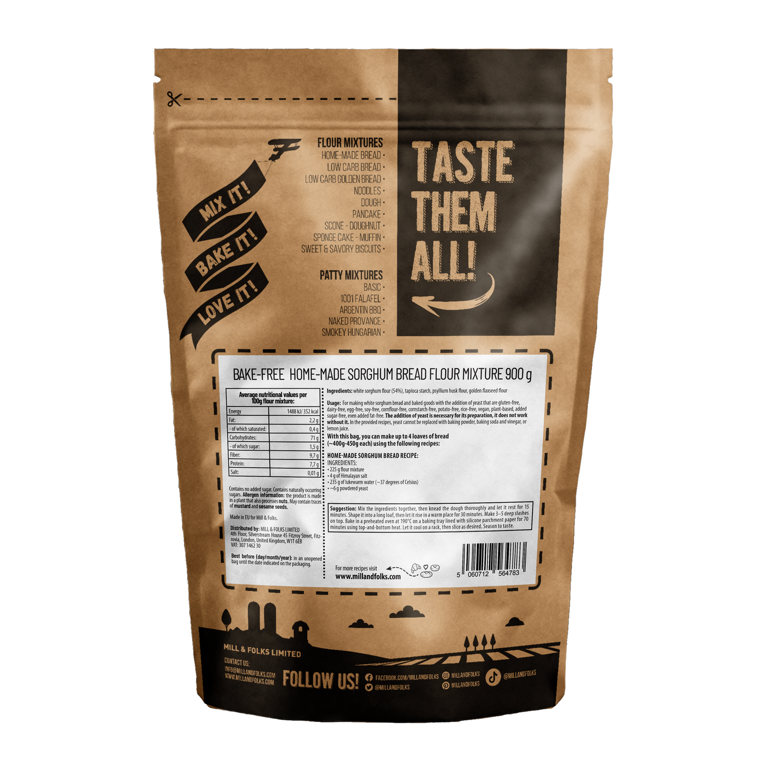 Bake-Free Sorghum bread flour mixture 900g