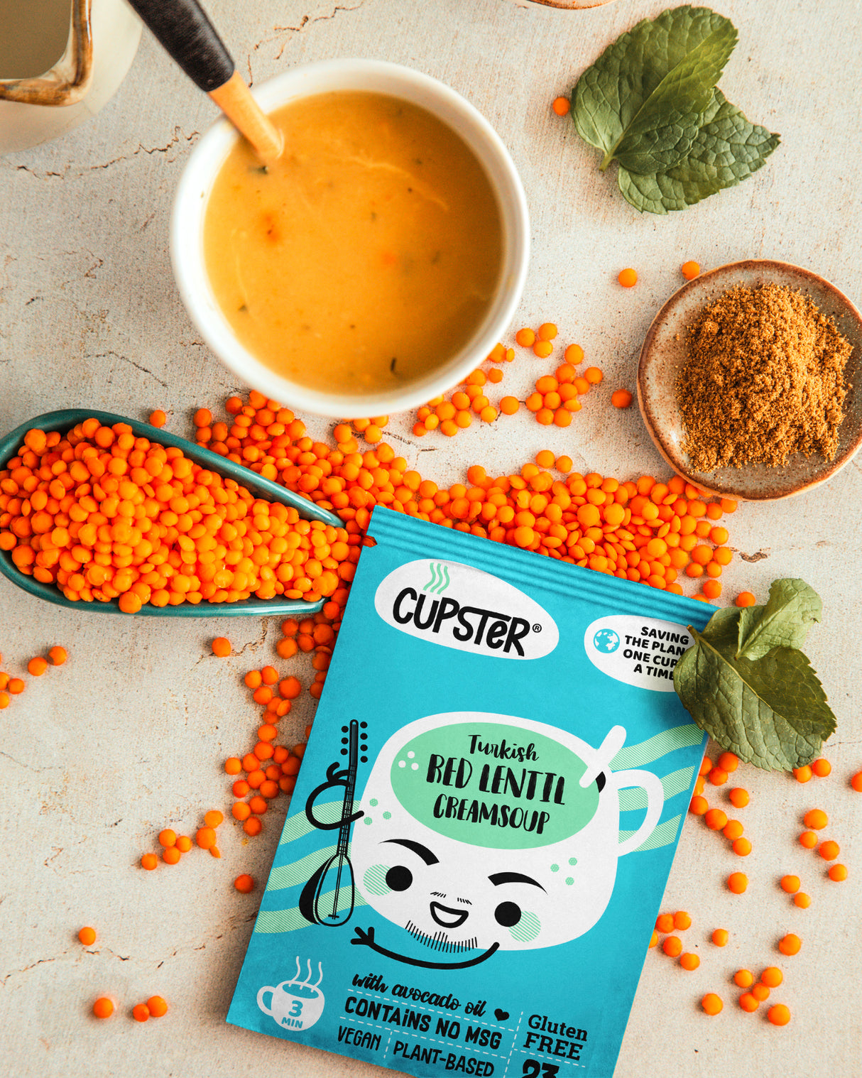 Cupster instant turkish red lentil creamsoup 10 pack (10x23g)